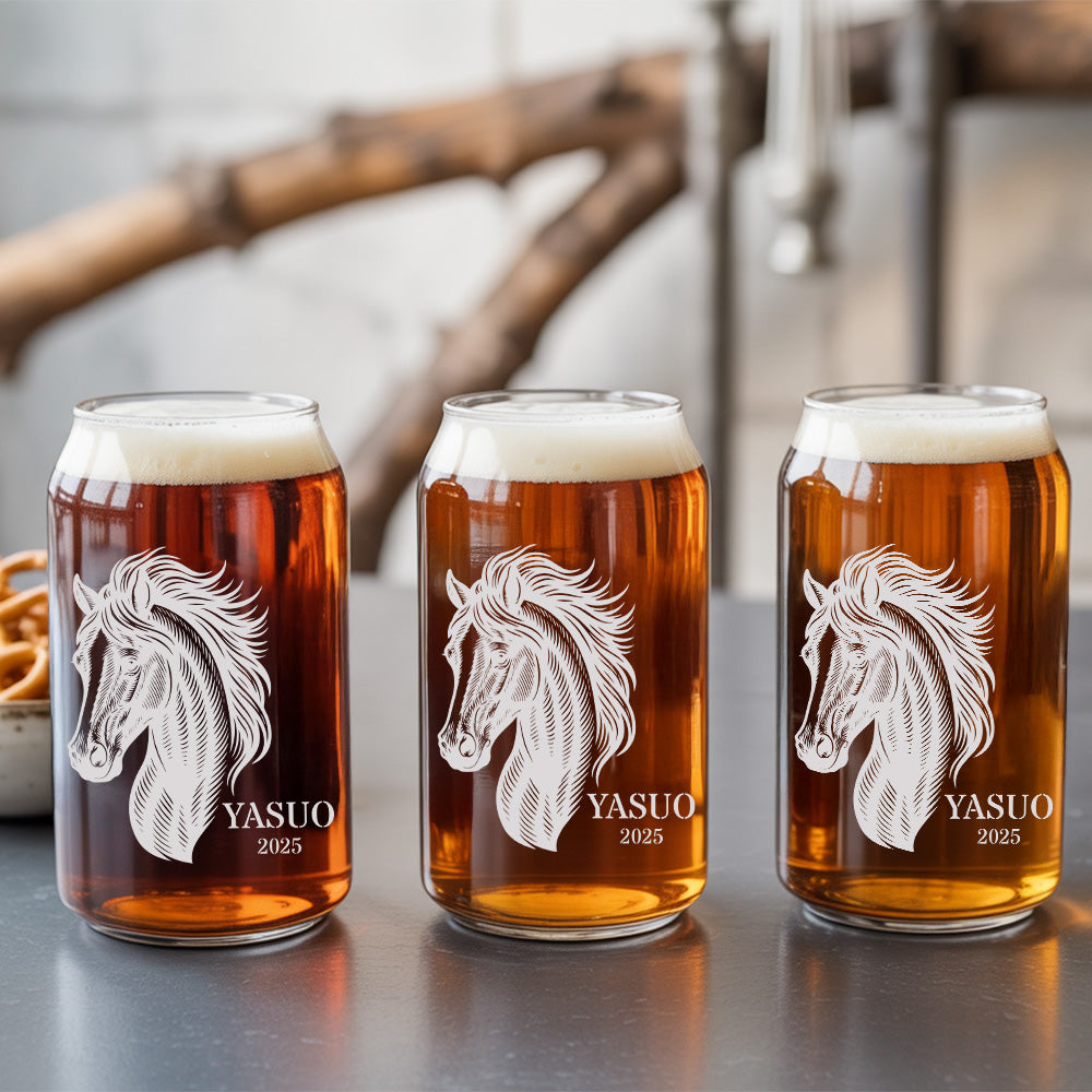 Custom Photo Horse Beer Can Glass | Personalized Gift for Pet Owners | Gift For Pet Lover TNNGL47