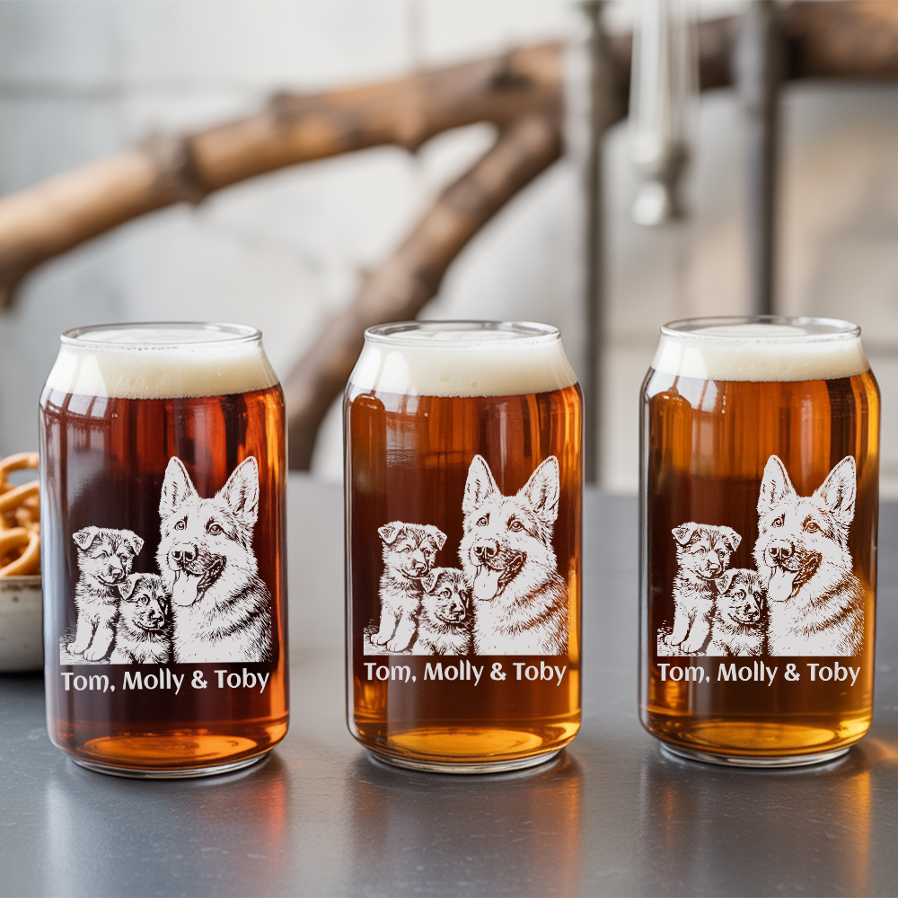Custom Photo Pet Memorial Beer Glasses | Personalized Pet Photo Beer Can Glasses | Gift For Pet Lover TNNGL32