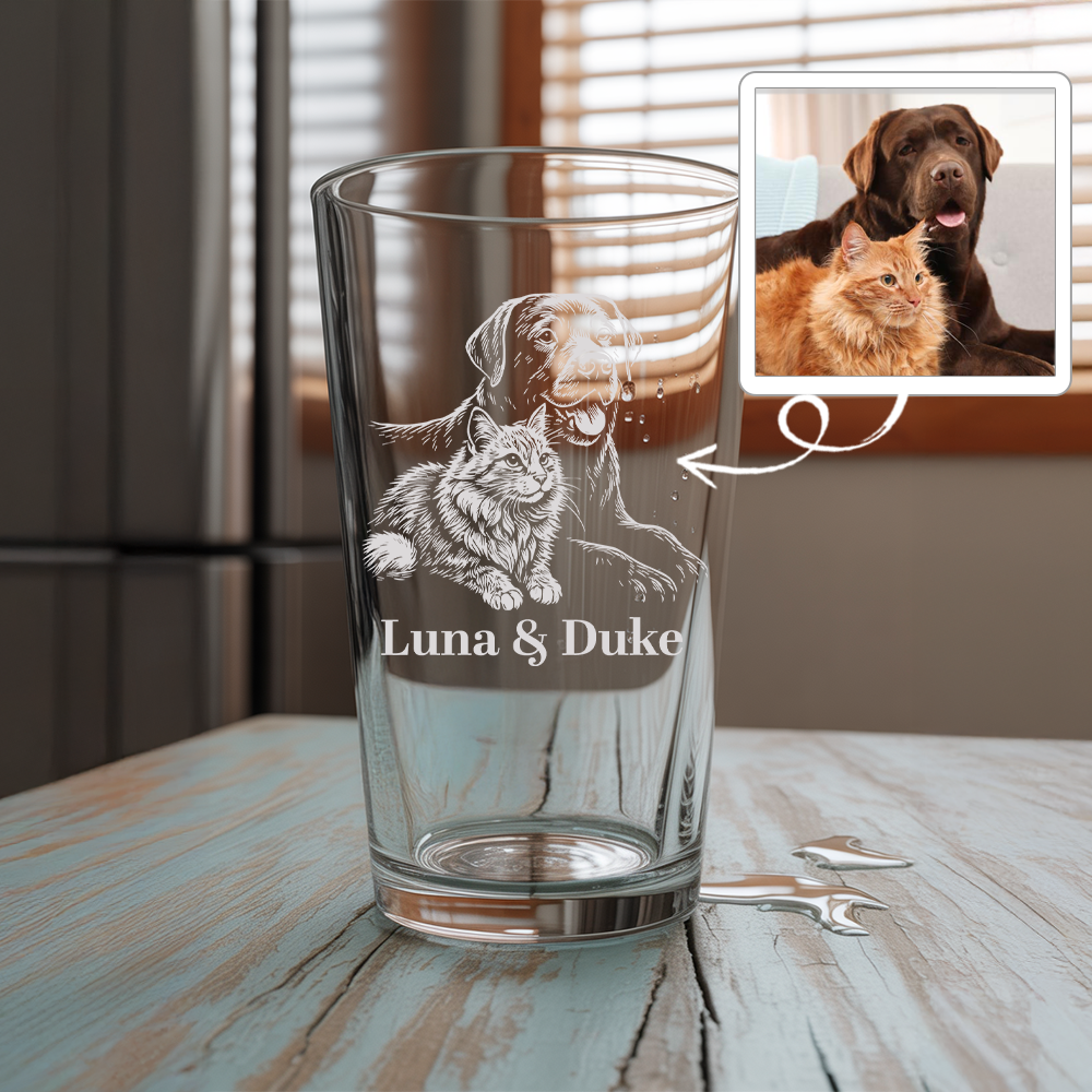 Custom Photo Dog Beer Glasses Using Pet Photo | Custom Pet Pint Glasses | Personalized Dog Beer Glass TNNGL25