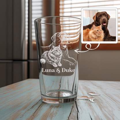 Custom Photo Dog Beer Glasses Using Pet Photo | Custom Pet Pint Glasses | Personalized Dog Beer Glass TNNGL25