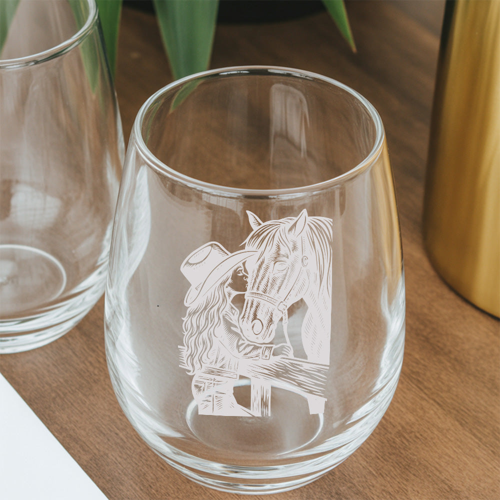 Custom Photo Horse Stemless Wine Glass | Personalized Pet Photo Stemless Wine Glass | Gift For Pet Owners TNNGL55