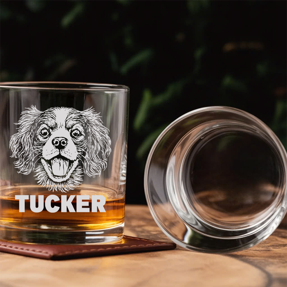 Custom Pet Portrait Whiskey Glass, Engraved Dog Portrait Gift, Pet Photo on Glass, Gift For Dog Lover TNNGL42