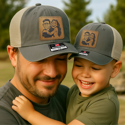 Custom Family Trucker Hat – Personalized Cartoon Portrait Hat from Photo | Couple or Family Gift VHA163
