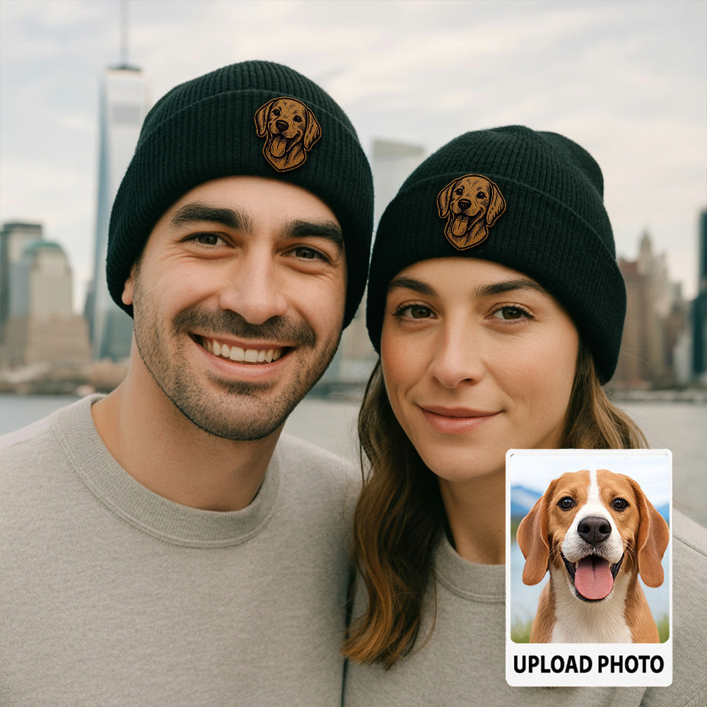 Custom Dog Portrait Beanie Hat – Personalized Pet Winter Hat, Unique Gift for Pet Moms and Pet Dads TH99B05