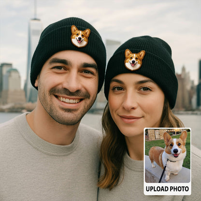 Personalized Dog Face Beanie – Custom Pet Photo Winter Hat, Perfect Cozy Gift for Dog Owners TH99B18