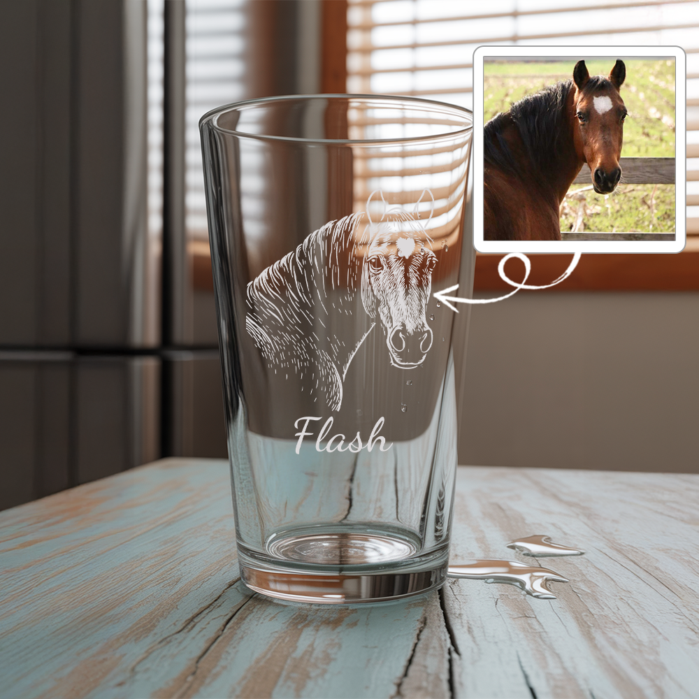 Custom Photo Horse Beer Glasses | Personalized Horse Pint Glass | Gift for Horse Owners TNNGL18