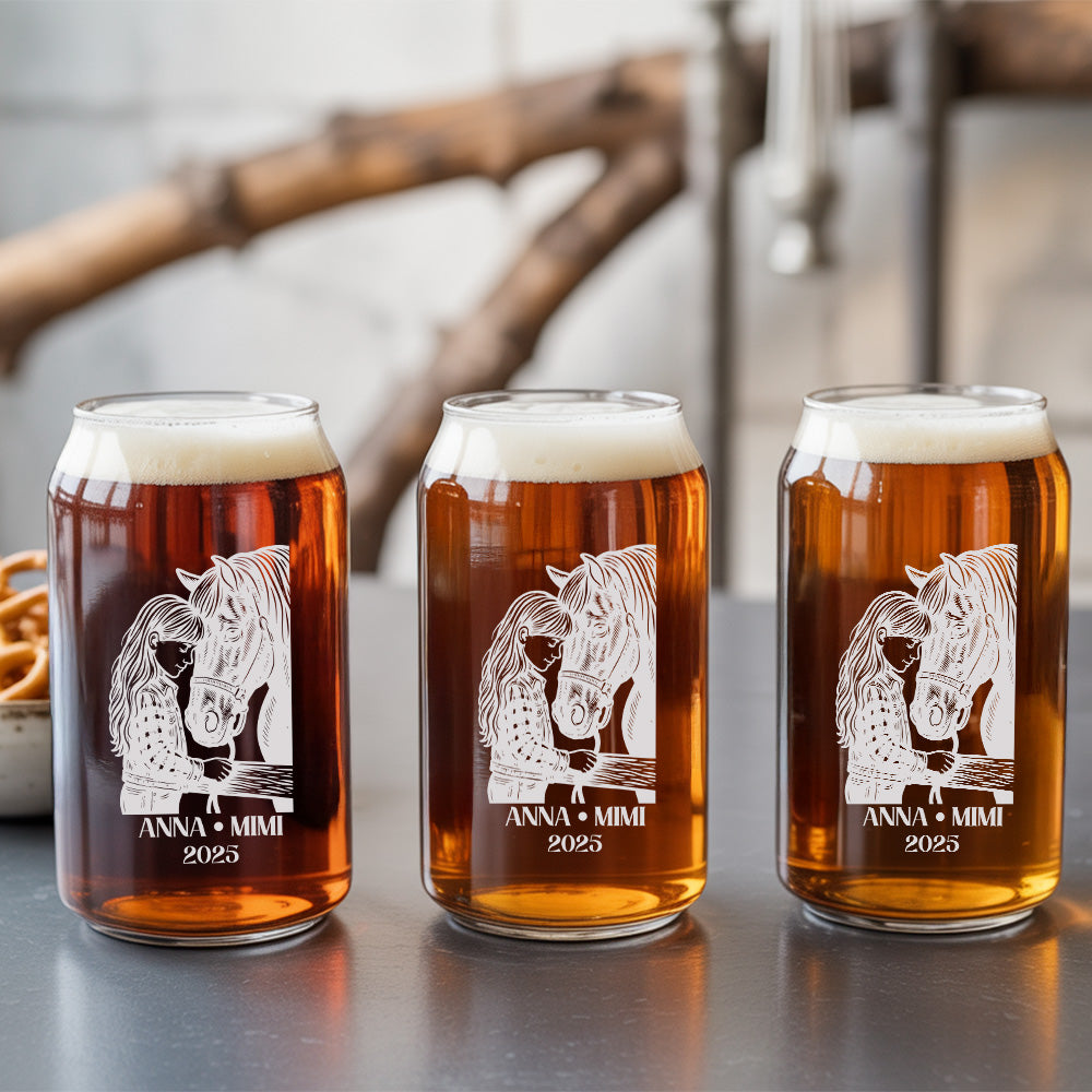 Custom Photo Horse Beer Can Glass | Personalized Gift for Pet Owners | Gift For Pet Lover TNNGL46