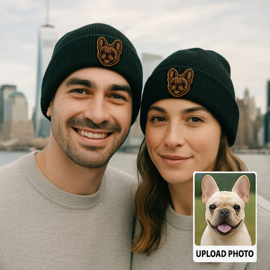 Custom Pet Photo Beanie Hat – Personalized Knit Hat with Dog or Cat Picture, Perfect Gift for Animal Lovers TH99B03