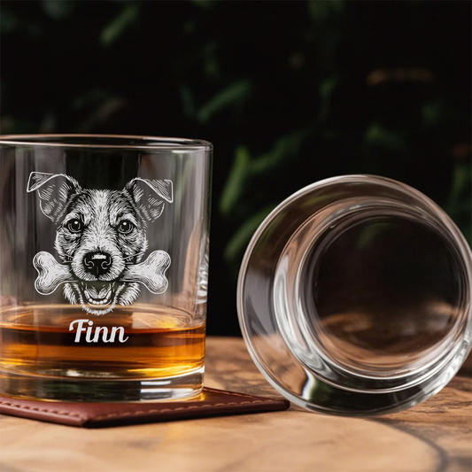 Custom Pet Portrait Whiskey Glass, Engraved Dog Portrait Gift, Pet Photo on Glass, Gift For Dog Lover TNNGL40
