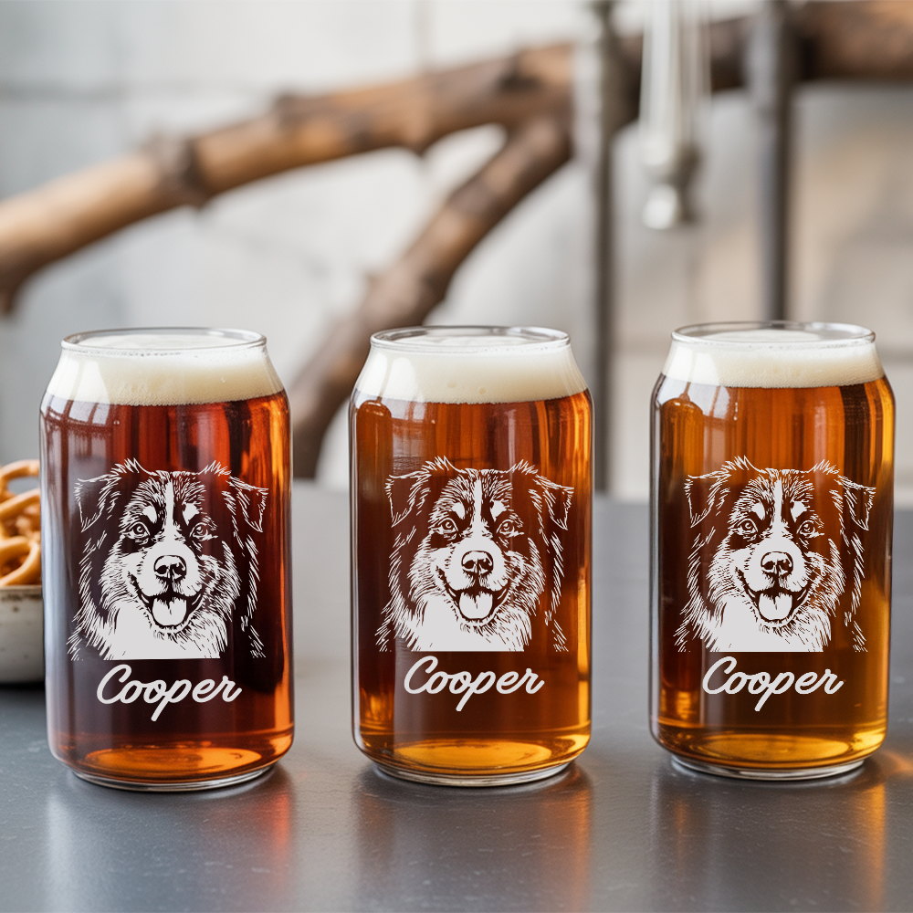 Custom Photo Dog Beer Can Glass | Personalized Gift for Pet Owners | Gift For Pet Lover TNNGL27