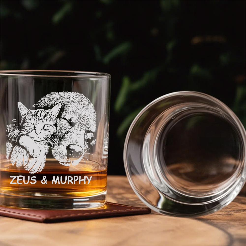 Custom Pet Portrait Whiskey Glass, Engraved Dog Portrait Gift, Pet Photo on Glass, Gift For Dog Lover TNNGL38