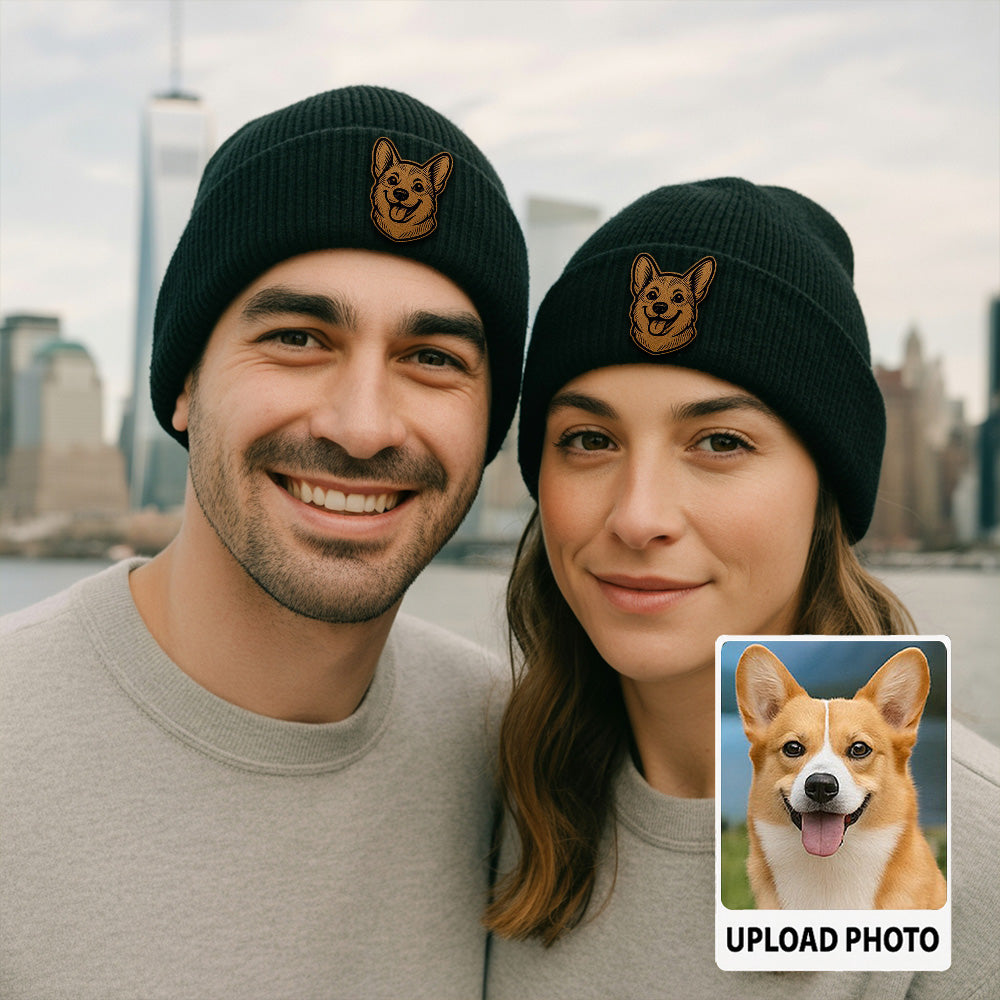 Custom Dog  Beanie Hat – Personalized Winter Knit Hat with Your Pet’s Photo, Cute Pet Owner Gift TH99B04