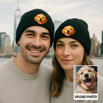 Custom Dog Photo Beanie Hat – Personalized Beanie with Pet Face, Cute Dog Mom & Dad Gift TH99B13