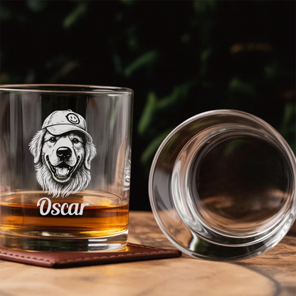 Custom Pet Portrait Whiskey Glass, Engraved Dog Portrait Gift, Pet Photo on Glass, Gift For Dog Lover TNNGL43