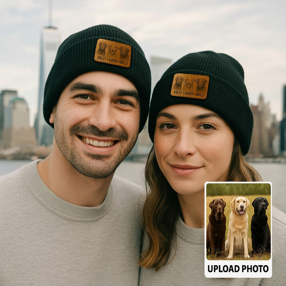 Custom Dog Photo Knit Beanie – Personalized Pet Winter Hat, Warm Gift for Dog Moms & Dads TH99B08