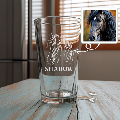 Custom Photo Horse Beer Pint Glass – Unique Keepsake for Horse Moms & Dads THUC99H04