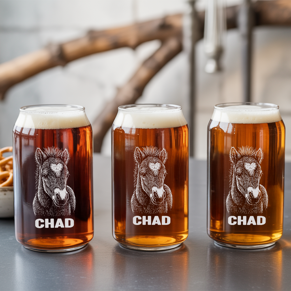 Custom Photo Horse Beer Can Glass | Personalized Gift for Pet Owners | Gift For Pet Lover TNNGL02