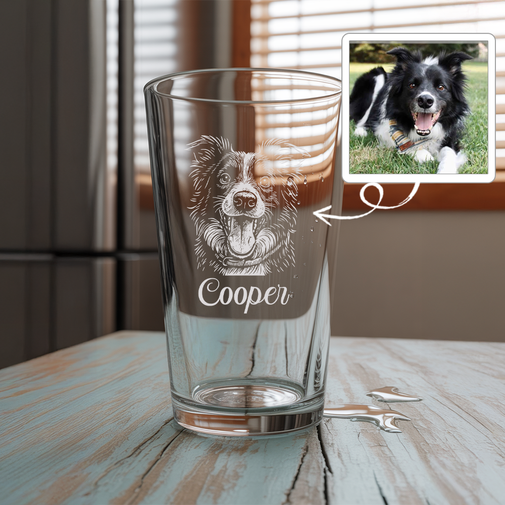Custom Photo Dog Beer Glasses | Custom Pint Glass with Your Dog's Photo | Dog Photo On Pint Glass TNNGL22