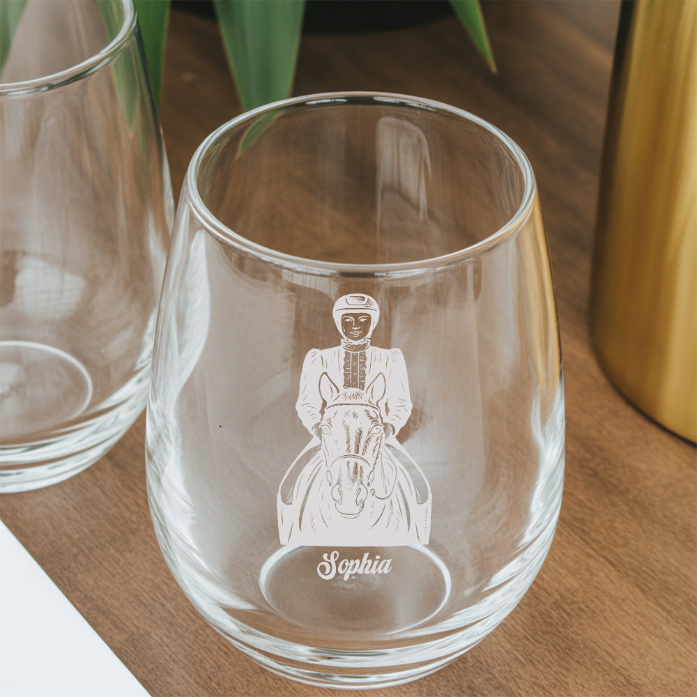 Custom Photo Horse Stemless Wine Glass | Personalized Pet Photo Stemless Wine Glass | Gift For Pet Owners TNNGL49