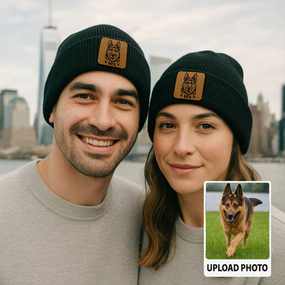 Personalized Dog Photo Beanie – Custom Pet Face Winter Hat, Warm Knit Beanie for Dog Moms and Dog Dads TH99B02