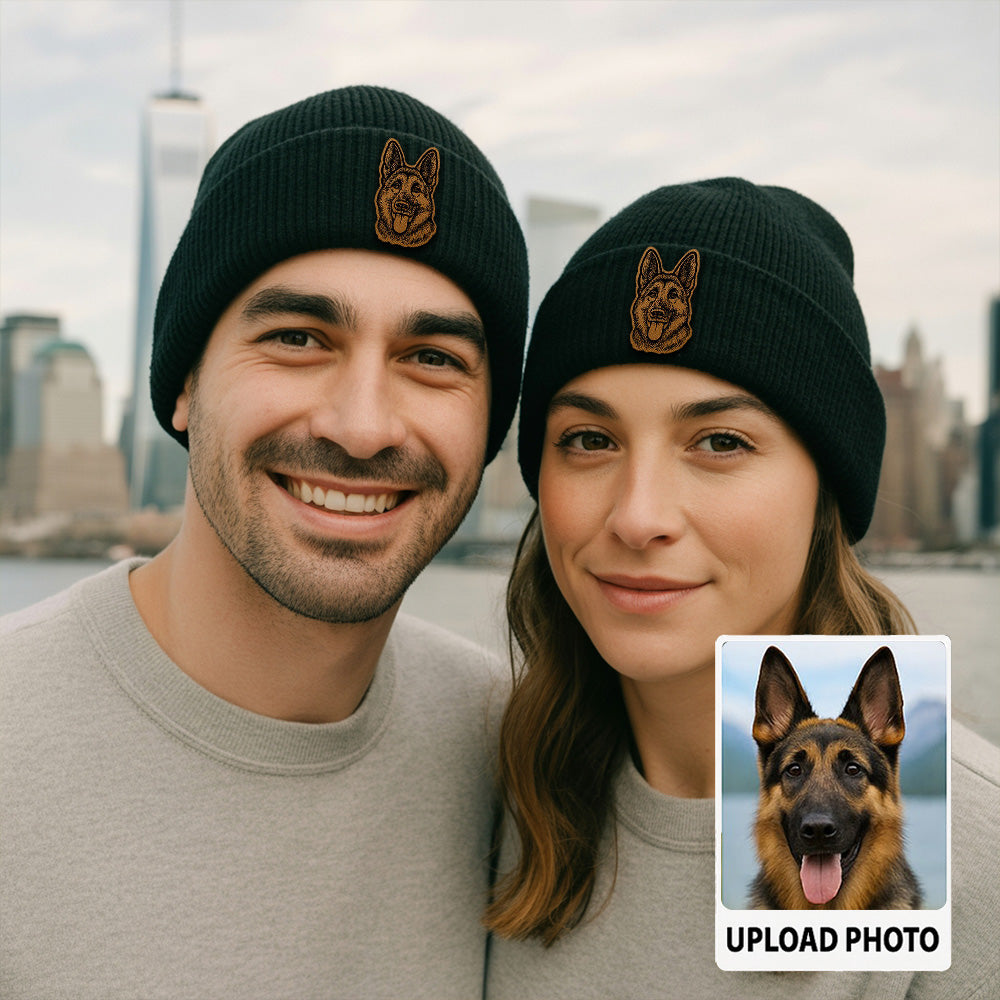 Personalized Dog Beanie Hat – Custom Pet Face Winter Knit Hat, Cute Gift for Dog Owners TH99B07