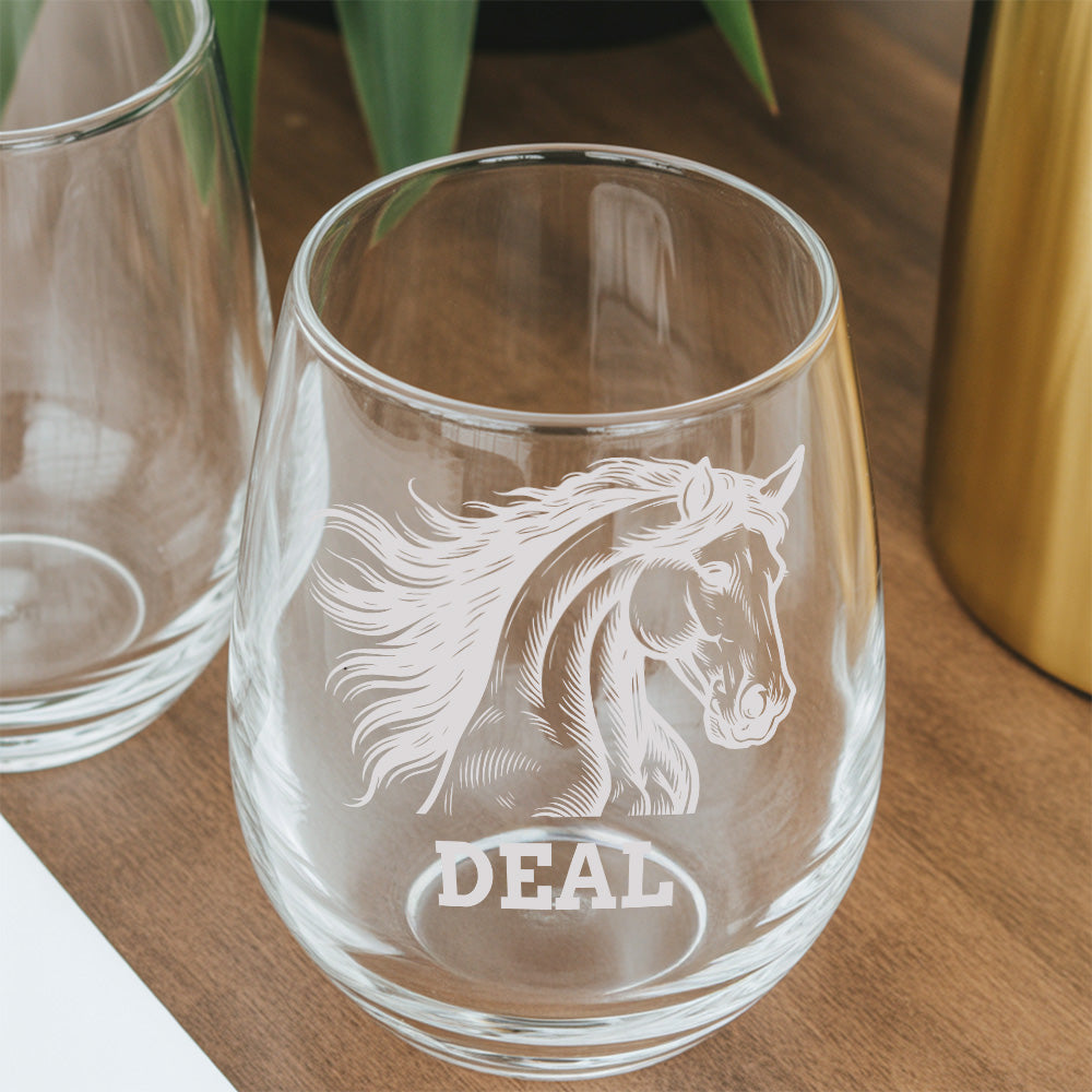 Custom Photo Horse Stemless Wine Glass | Personalized Pet Photo Stemless Wine Glass | Gift For Pet Owners TNNGL50