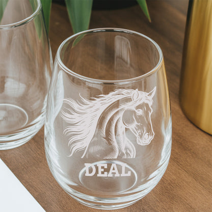 Custom Photo Horse Stemless Wine Glass | Personalized Pet Photo Stemless Wine Glass | Gift For Pet Owners TNNGL50