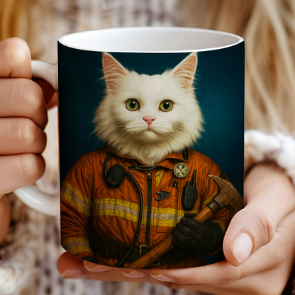 Custom Cat Photo Firefighter Mug _ Gift For Cat Lovers