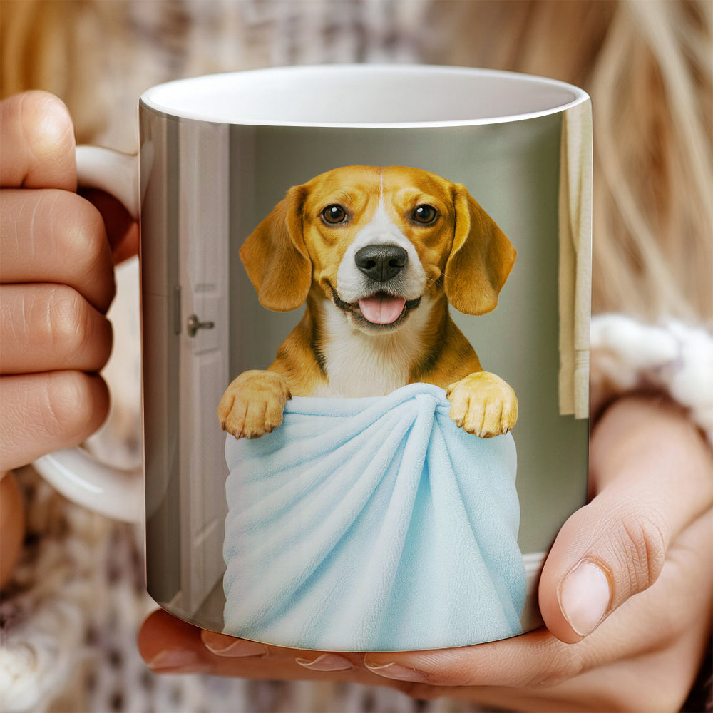 Custom Dog Photo In Bathroom Mug Dog Lover Gifts
