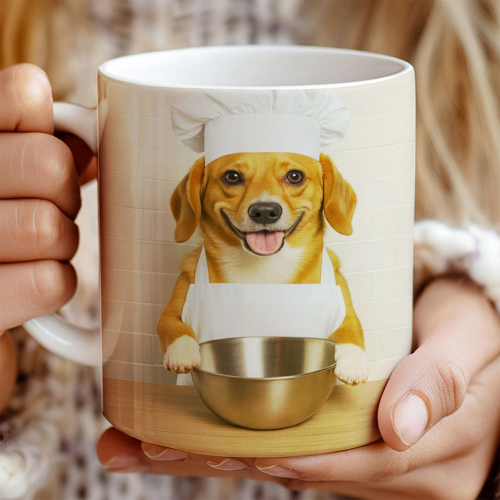 Custom Photo Dog Chef Mug Gift For Dog Lovers