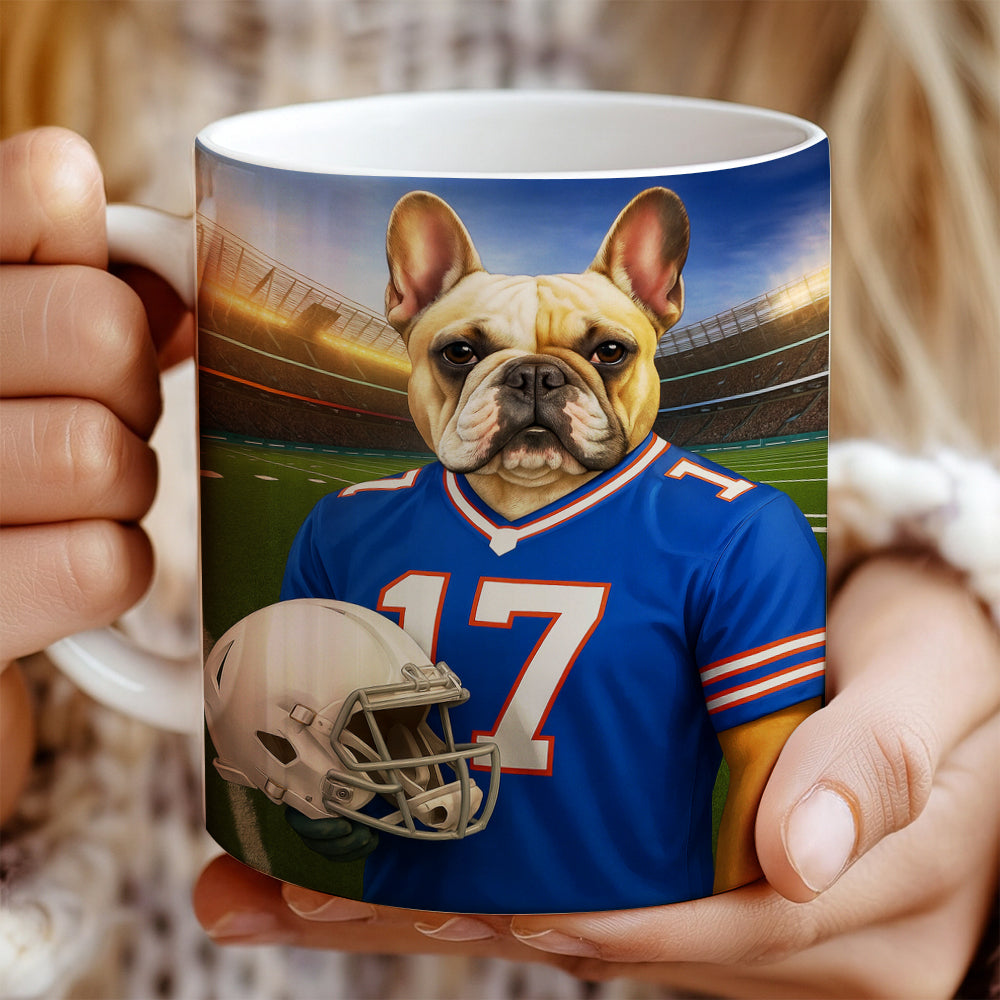 Custom Dog Photo Football Style Mug _ Gift For Dog Lovers
