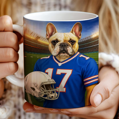 Custom Dog Photo Football Style Mug _ Gift For Dog Lovers