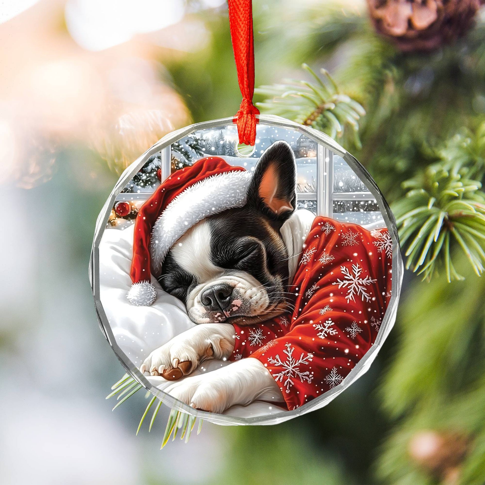 Boston Terrier Dog Sleeping In Bed Design 2