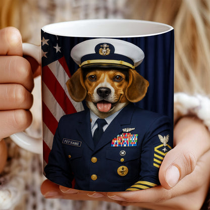 Custom Dog Photo Us Navy Mug _ Gift For Dog Lovers