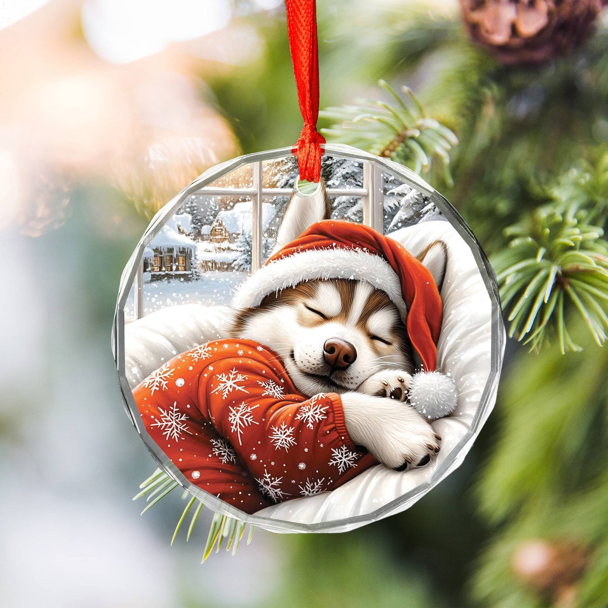 Siberian Husky Dog Alpaca Sleeping In Bed Design 3