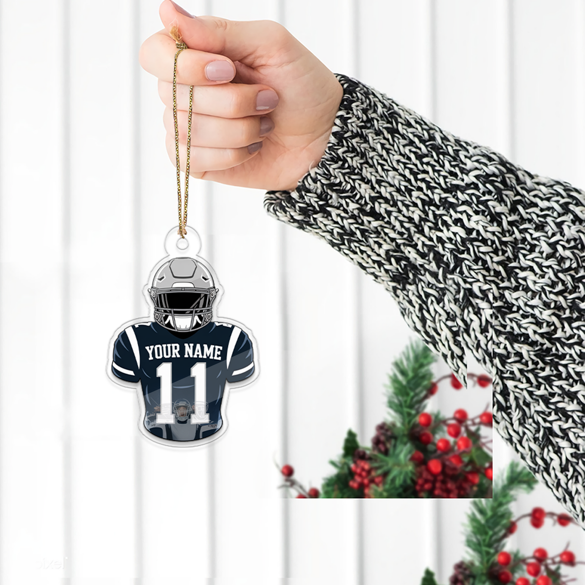 Custom Name American Football 1 Acrylic Ornament Christmas Gift