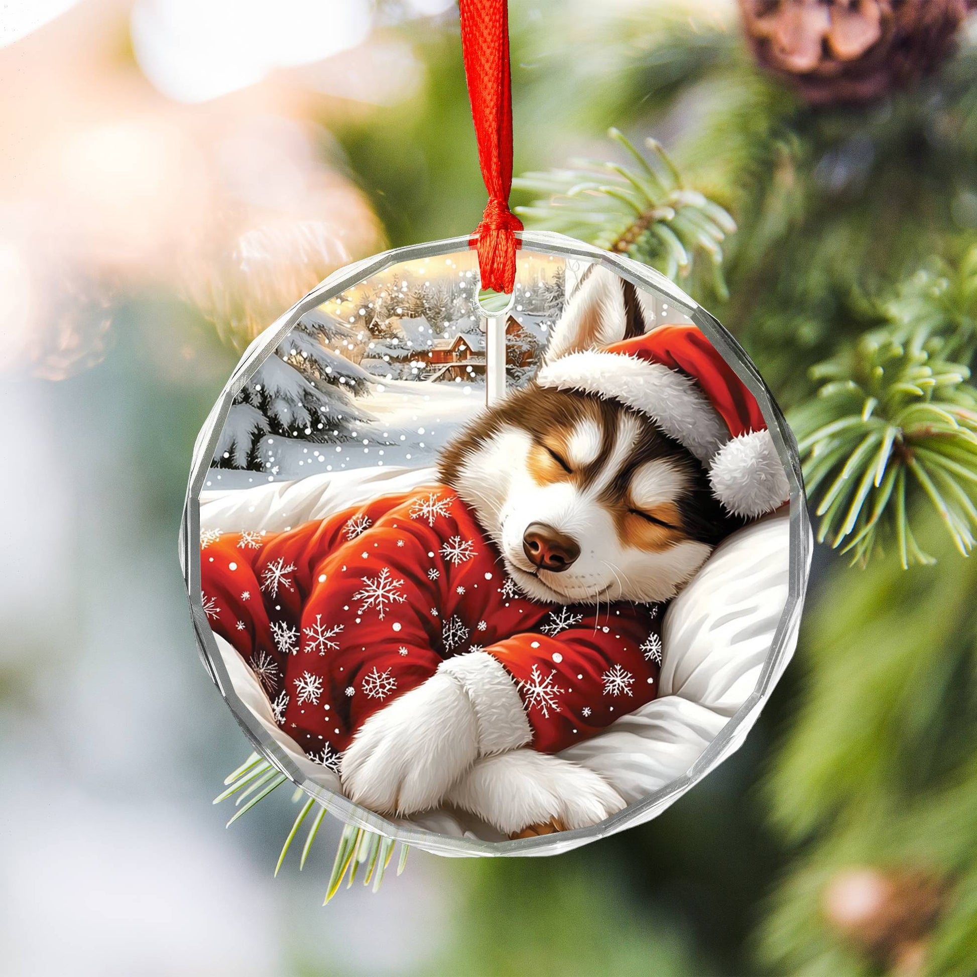Siberian Husky Dog Sleeping In Bed Design 2