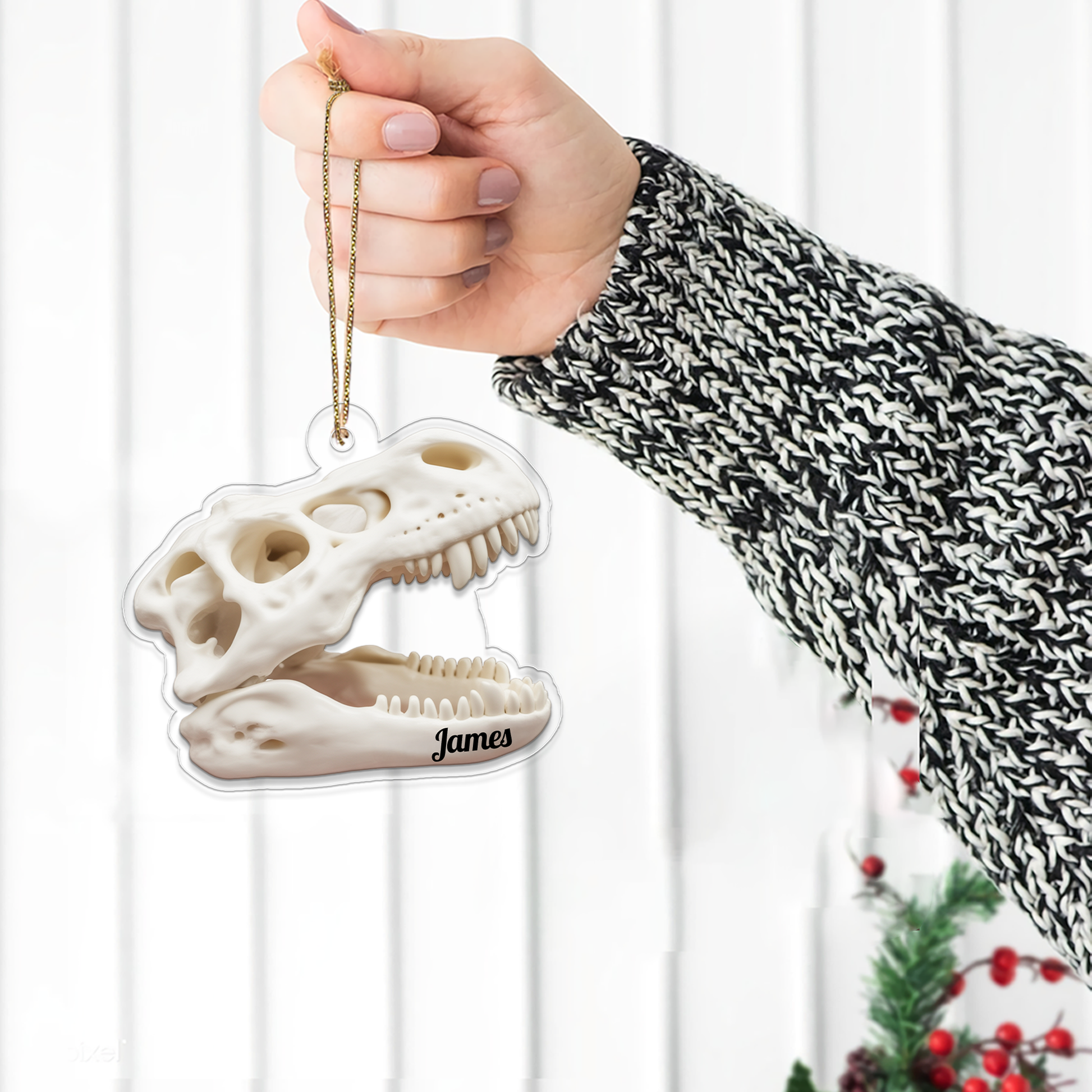 Personalized Fossil Ornament, Custom Name Dinosaur Fossil
