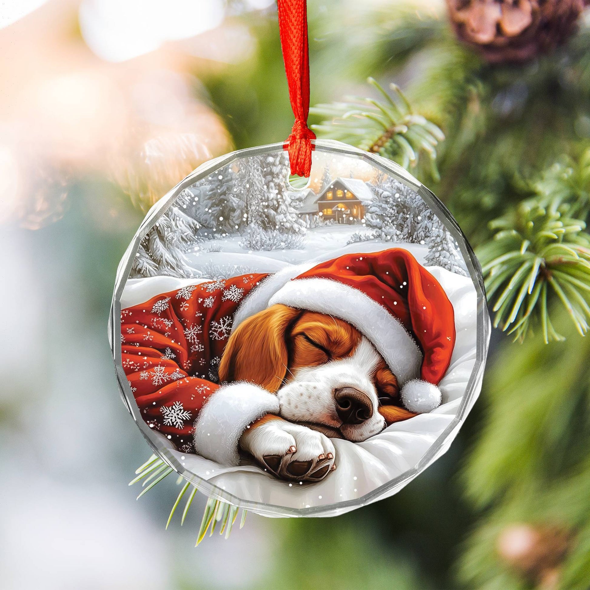 Basset Hound Dog Sleeping In Bed Design 3