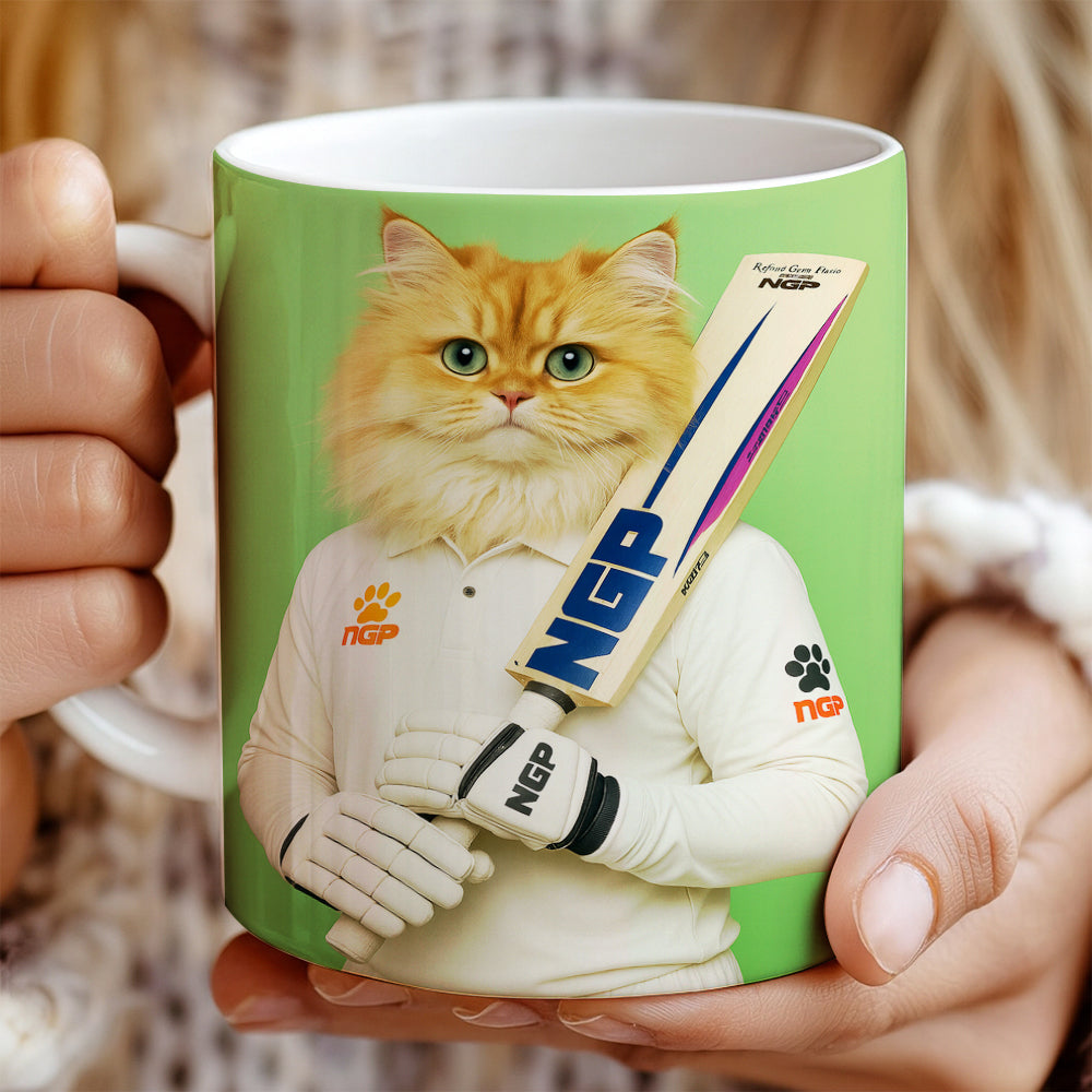 Custom Photo Cricketer Cat Mug Gift For Cat Lovers