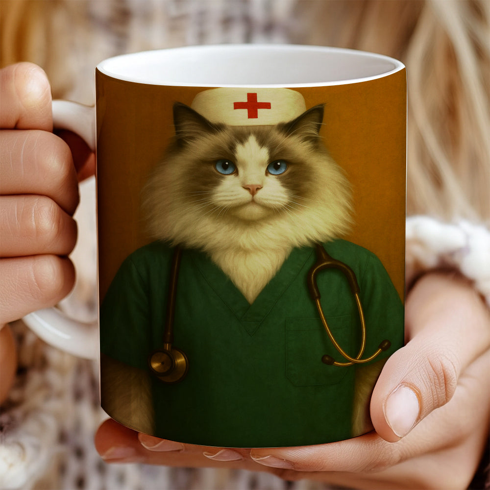 Custom Photo Nurse Cat MugGift For Cat Lovers