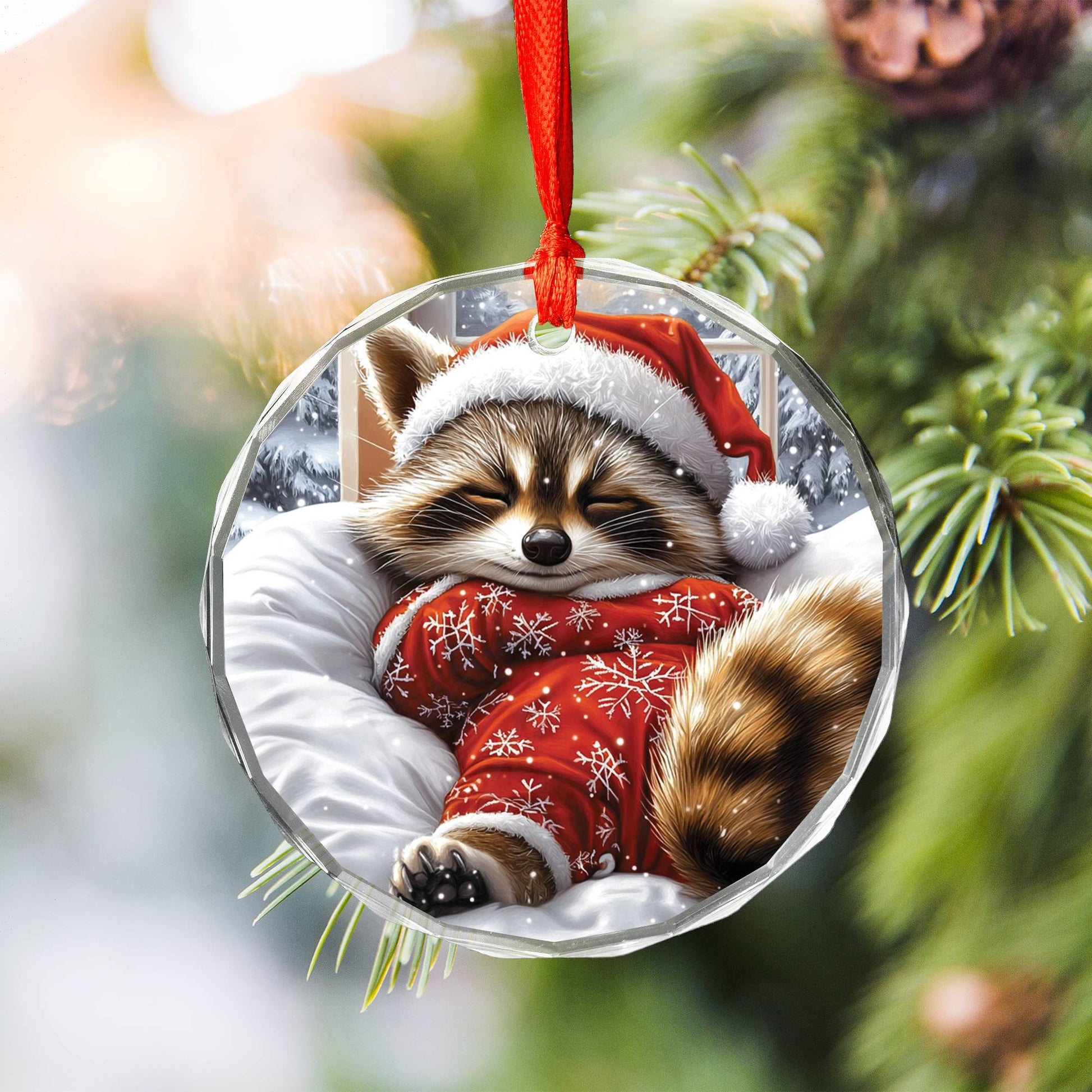 Raccoon Sleeping In Bed Design 3