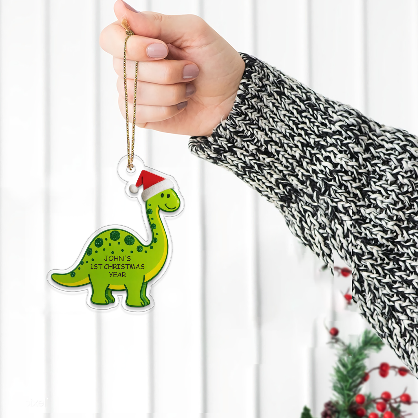 Personalized Dinosaur Baby's 1st Christmas Ornament, Christmas Decor, Baby's First Christmas Ornament Dinosaur for Boy, Gift for Baby
