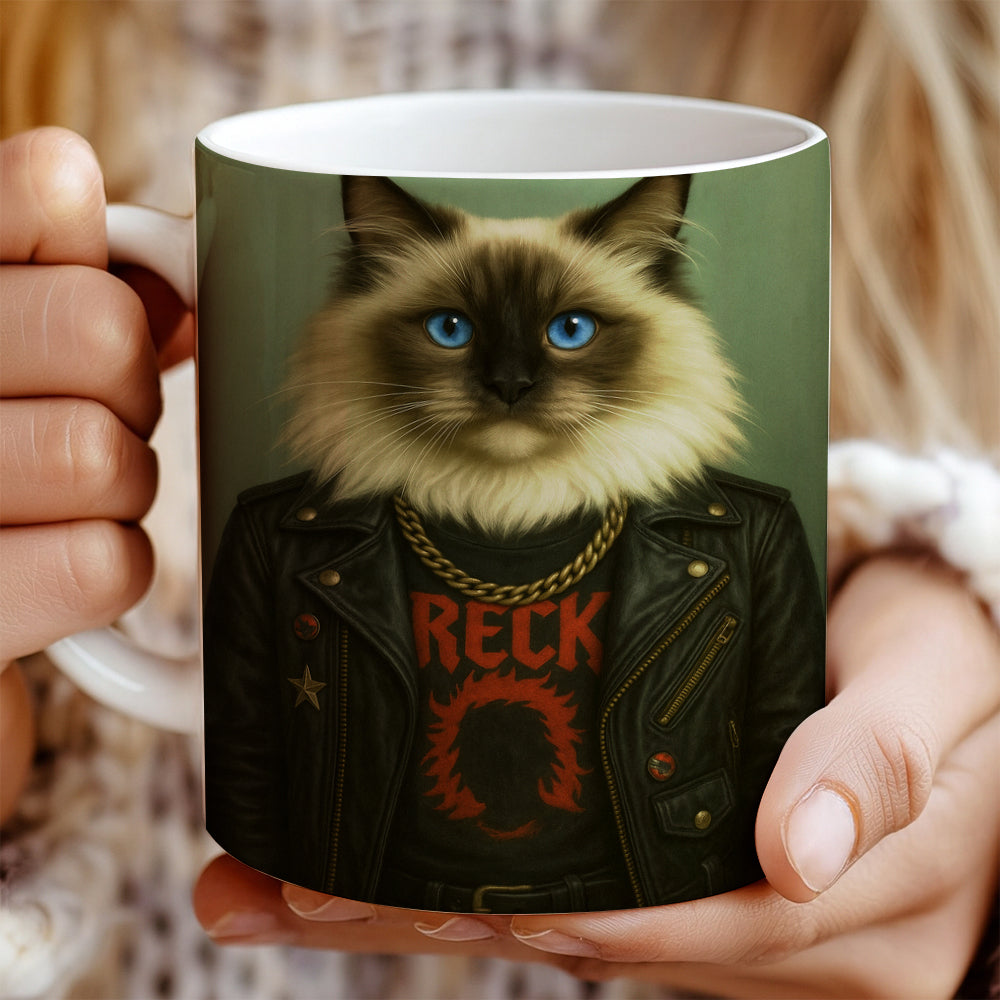 Custom Photo Rock n Roll Cat Mug_ Gift For Cat Lovers
