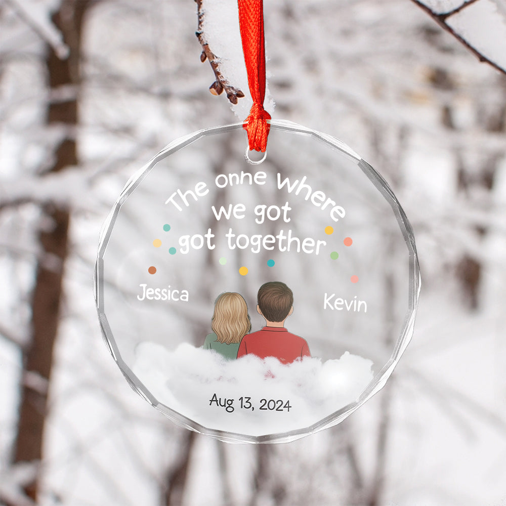 The One Where We Got Married - Personalized Circle Glass Ornament