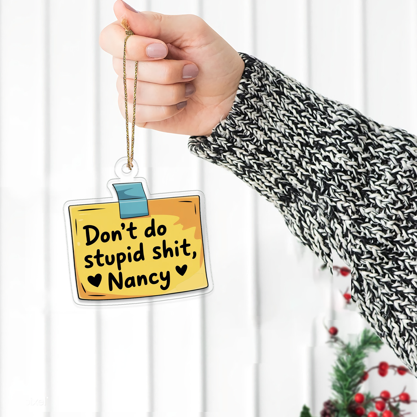 Personalized Don't Do Stupid Ornament, Gift For Friends, Funny Ornament Gift, Spunky Decor, Funny Note Paper Ornament