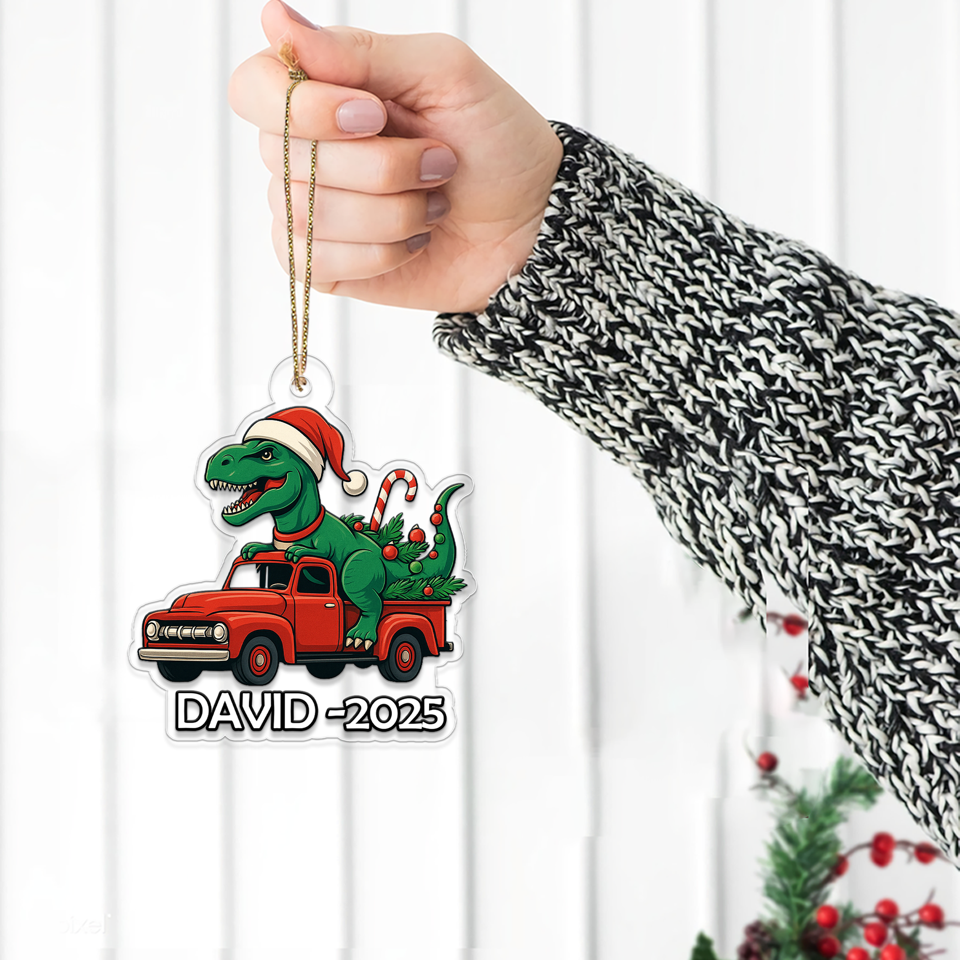 Custom Name Truck Boys Dinosaur Xmas