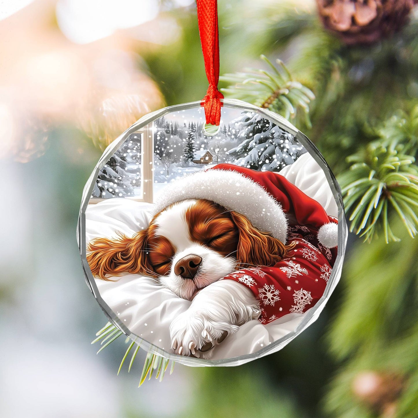 Cavalier King Charles Spaniel Dog Sleeping In Bed Design 1