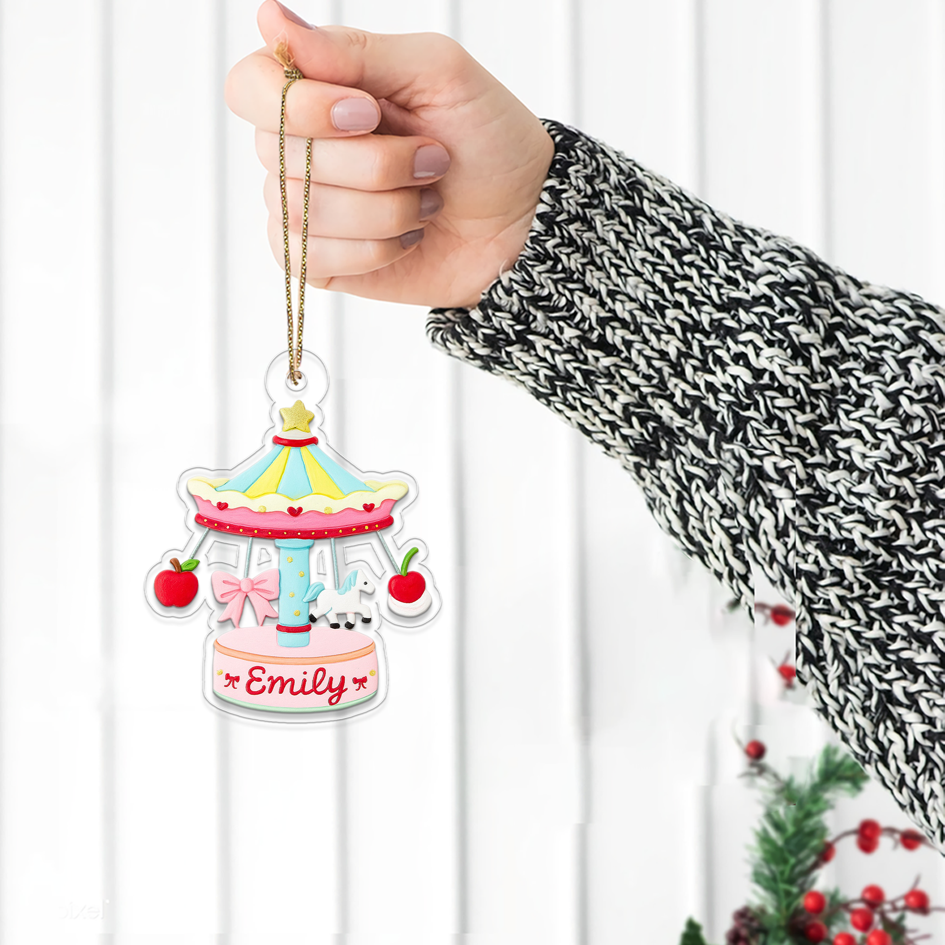 Personalized Baby Carousel Ornament, Christmas Decor, Baby's First Christmas Ornament, First Christmas Gift, Carousel Ornament