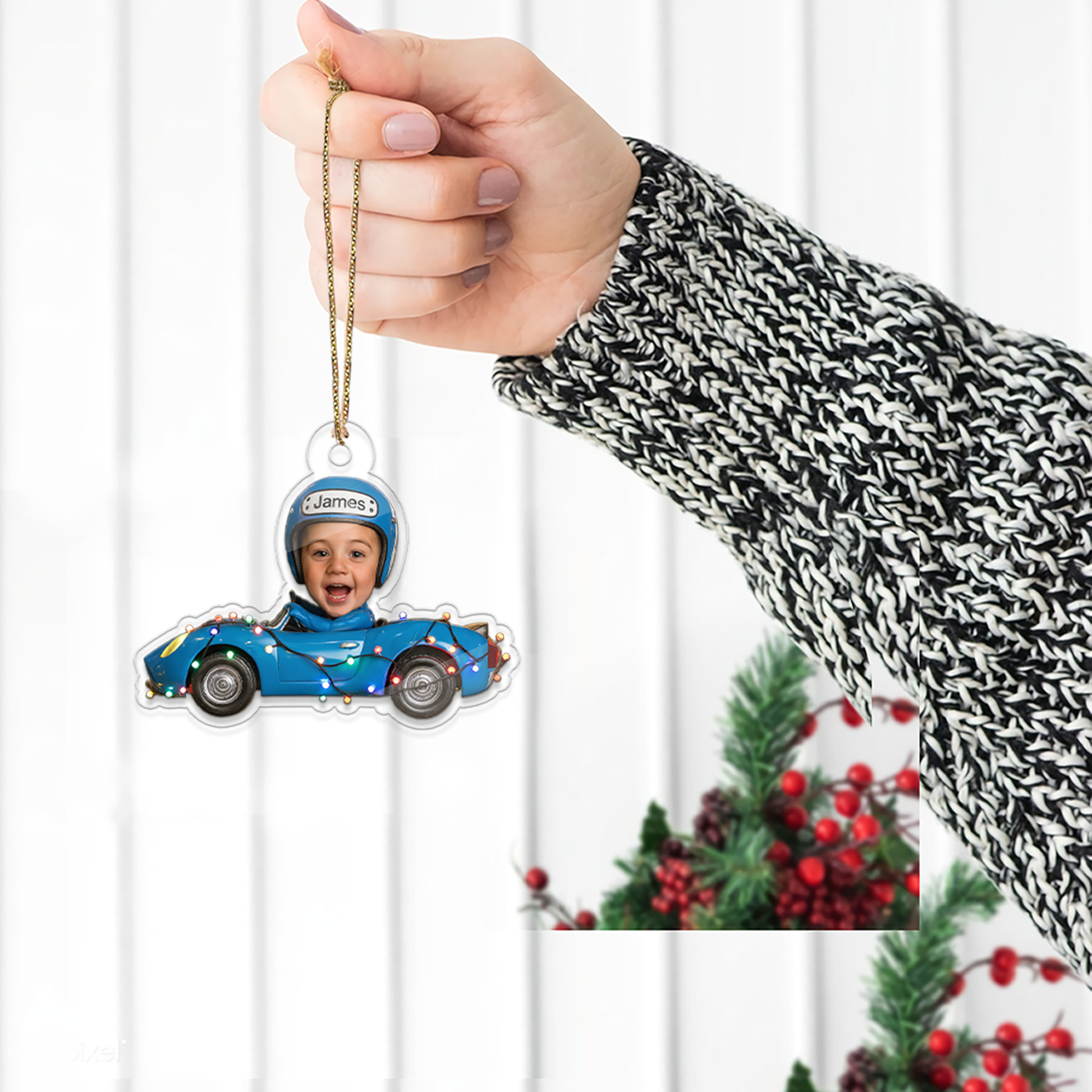 Custom Photo Drive Car Acrylic Ornament, Funny Christmas Ornament, Custom Face Picture Ornament, Christmas Tree Decor